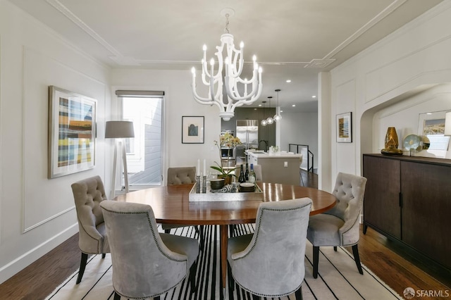 331 Vicente St, San Francisco, CA 94127 - dining space with a chandelier, light wood-type flooring, and ornamental molding