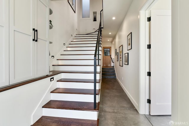 331 Vicente St, San Francisco, CA 94127 - staircase featuring recessed lighting and finished concrete floors