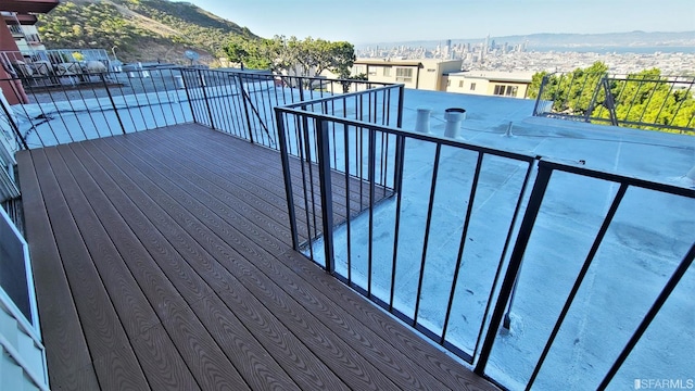 deck with a mountain view