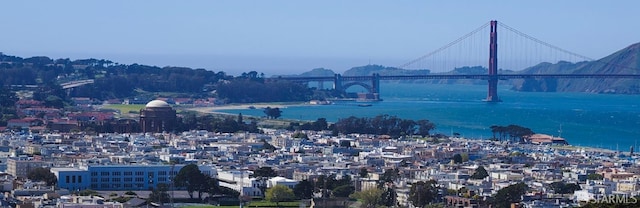 property's view of city featuring a water view