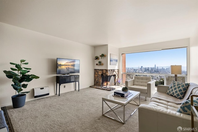 655 Corbett Ave Unit 505, San Francisco, CA 94114 - carpeted living area featuring a fireplace