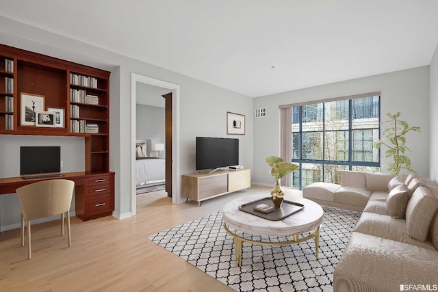 living room featuring light hardwood / wood-style floors