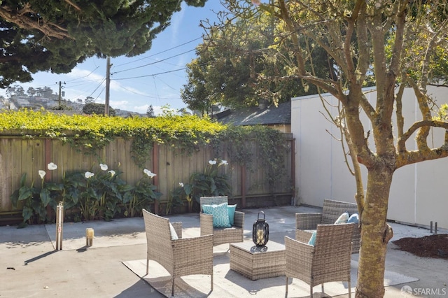 view of patio featuring a fenced backyard