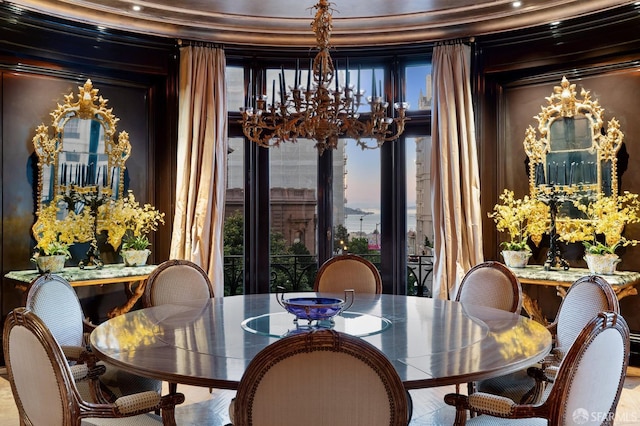 dining area with a chandelier