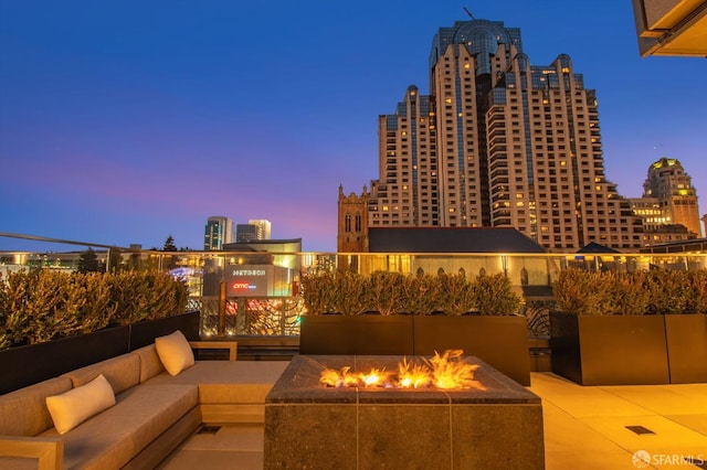 706 Mission St Unit 1001, San Francisco, CA 94103 - view of patio / terrace with a city view and an outdoor living space with a fire pit