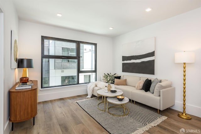 1288 Howard St Unit 505, San Francisco, CA 94103 - living area featuring wood finished floors and recessed lighting