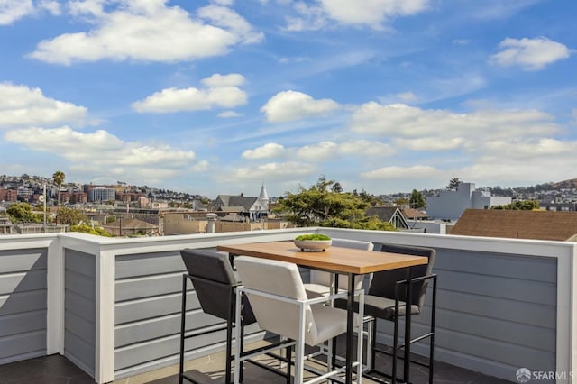 balcony with a bar