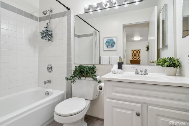 1945 Washington St Unit 412, San Francisco, CA 94109 - bathroom with vanity, toilet, and shower / bath combination with curtain