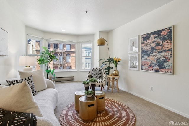 1945 Washington St Unit 412, San Francisco, CA 94109 - sitting room featuring a baseboard heating unit, carpet flooring, healthy amount of natural light, and baseboards