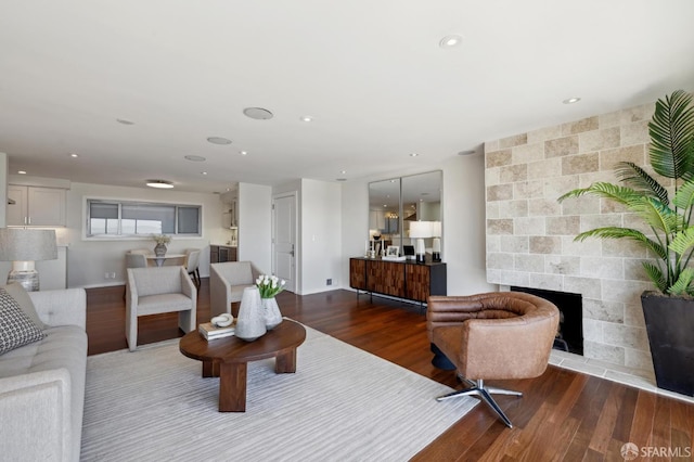 11 Perego Ter Unit 6, San Francisco, CA 94131 - living room with wood finished floors, a fireplace, and recessed lighting