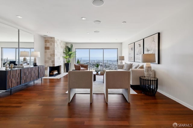 11 Perego Ter Unit 6, San Francisco, CA 94131 - living area featuring wood finished floors, a fireplace, baseboards, and recessed lighting