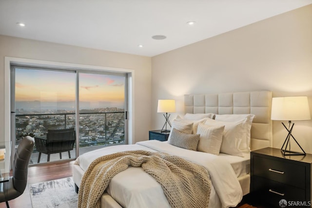 11 Perego Ter Unit 6, San Francisco, CA 94131 - bedroom with access to exterior, wood finished floors, and recessed lighting