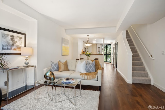 601 Van Ness Ave Unit 35, San Francisco, CA 94102 - living room featuring stairway and hardwood / wood-style floors