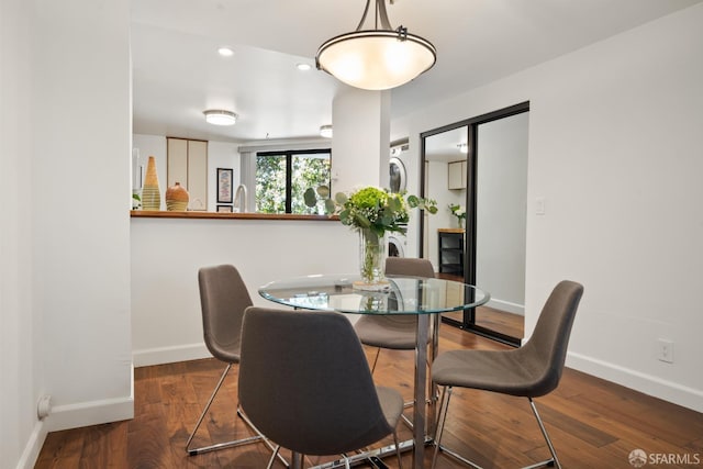 601 Van Ness Ave Unit 35, San Francisco, CA 94102 - dining space with stacked washer / dryer, wood finished floors, and recessed lighting