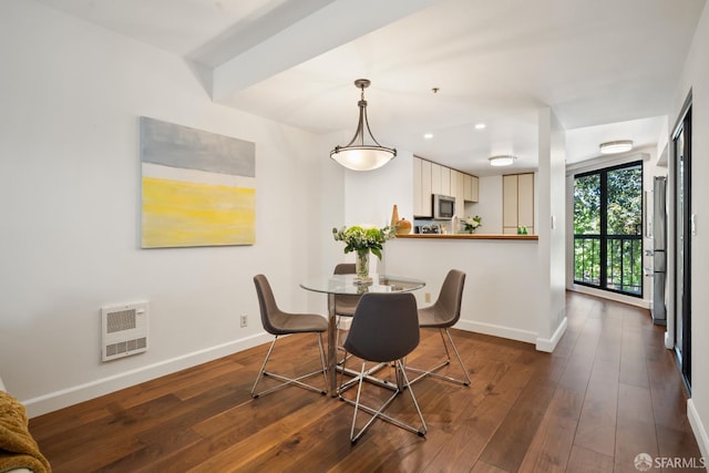 601 Van Ness Ave Unit 35, San Francisco, CA 94102 - dining room with heating unit, dark wood finished floors, and recessed lighting