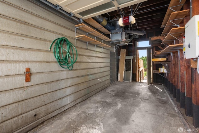 garage with a garage door opener