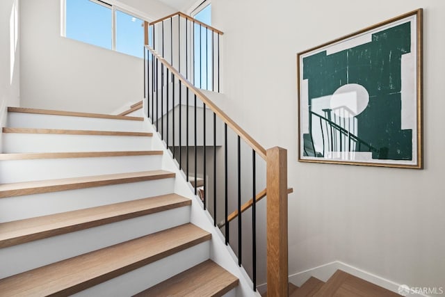 stairs with baseboards