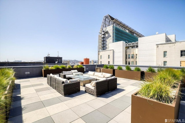 view of patio with an outdoor living space