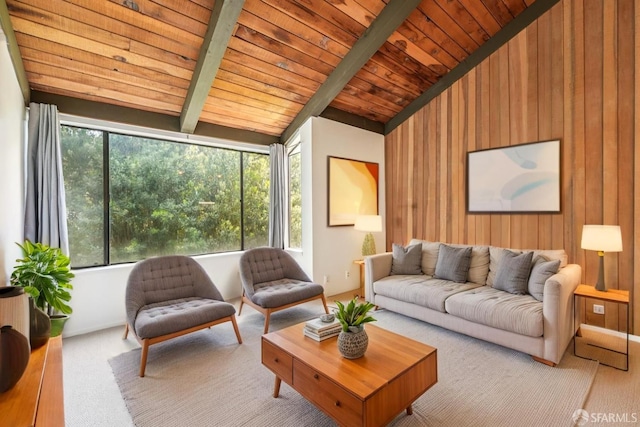 95 Ora Way Unit 303F, San Francisco, CA 94131 - living area with carpet, wood ceiling, and wood walls