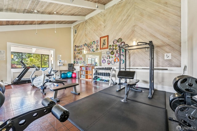 95 Ora Way Unit 303F, San Francisco, CA 94131 - exercise area featuring high vaulted ceiling and wooden ceiling