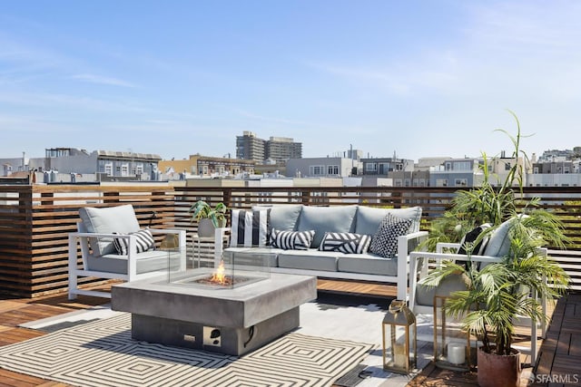 3226 Octavia St, San Francisco, CA 94123 - view of patio featuring an outdoor living space with a fire pit and a wooden deck