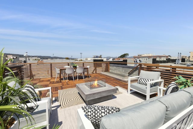 3226 Octavia St, San Francisco, CA 94123 - wooden terrace featuring an outdoor living space with a fire pit
