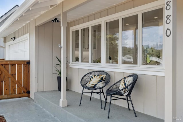 exterior space featuring board and batten siding