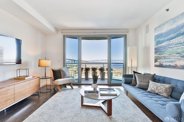 229 Brannan St Unit 12C, San Francisco, CA 94107 - living area with wood finished floors and a water view