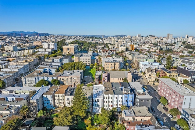 aerial view with a mountain view