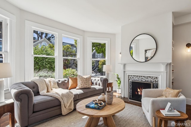 61 Homestead St, San Francisco, CA 94114 - living area with a warm lit fireplace and wood finished floors