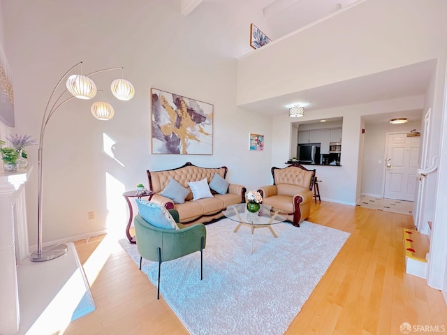 1951 Ofarrell St Unit 420, San Mateo, CA 94403 - living area featuring light wood-style flooring and a high ceiling
