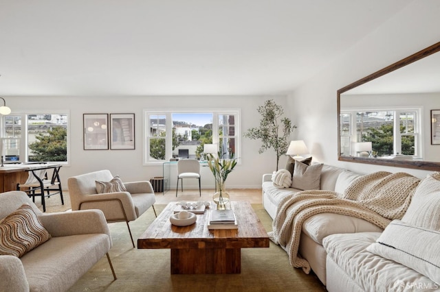 living room featuring a healthy amount of sunlight