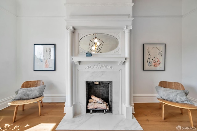 291 Church St, San Francisco, CA 94114 - sitting room featuring a fireplace with flush hearth and wood finished floors