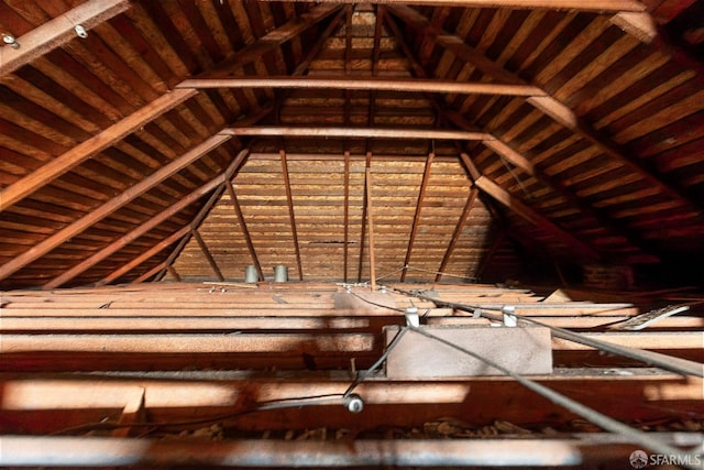 view of unfinished attic