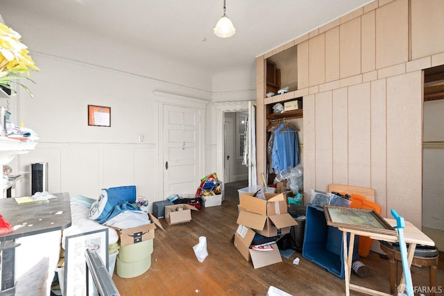 interior space with dark wood-type flooring