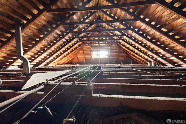 view of unfinished attic