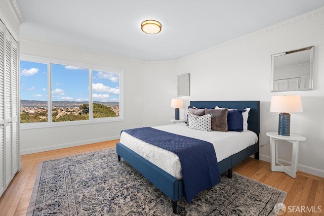 bedroom featuring baseboards and wood finished floors