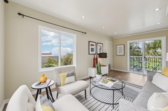 1475 Monterey Blvd, San Francisco, CA 94127 - living room featuring wood finished floors, recessed lighting, and baseboards