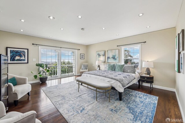 1475 Monterey Blvd, San Francisco, CA 94127 - bedroom with multiple windows, baseboards, recessed lighting, wood finished floors, and access to outside