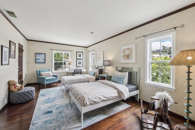 1475 Monterey Blvd, San Francisco, CA 94127 - bedroom with dark wood finished floors, crown molding, and baseboards