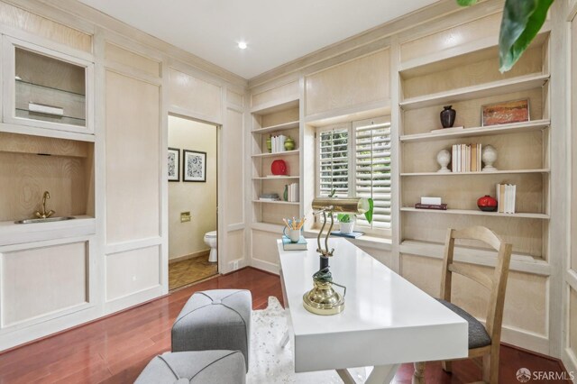 1475 Monterey Blvd, San Francisco, CA 94127 - office space with a sink, built in shelves, and wood finished floors