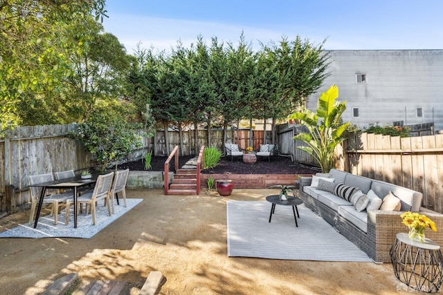 view of patio / terrace with an outdoor living space