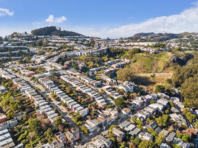 aerial view with a mountain view