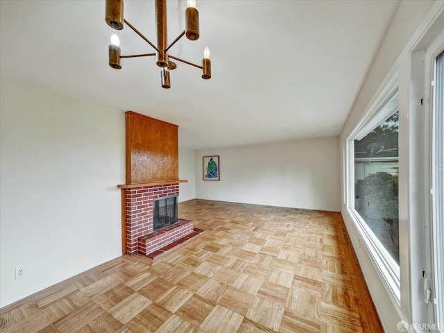 173 Warren Dr, San Francisco, CA 94131 - unfurnished living room with a chandelier and a fireplace