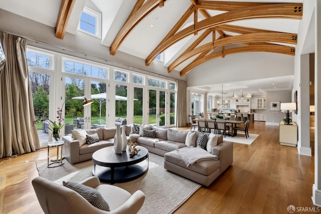 sunroom with french doors and vaulted ceiling