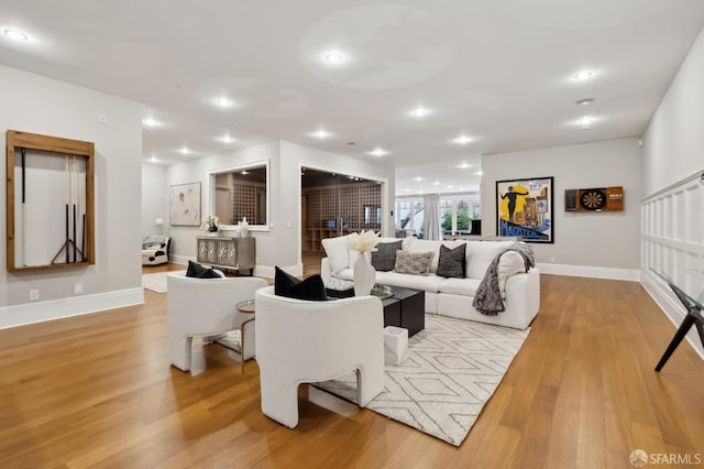 living room featuring light hardwood / wood-style flooring