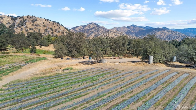 view of mountain feature with a rural view