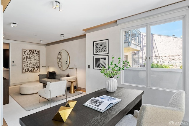 interior space featuring crown molding