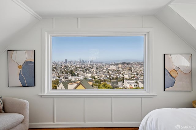108 Laidley St, San Francisco, CA 94131 - bedroom with lofted ceiling, multiple windows, and a view of city