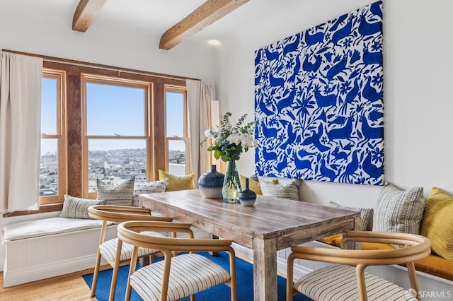 108 Laidley St, San Francisco, CA 94131 - dining area featuring wood finished floors and beamed ceiling